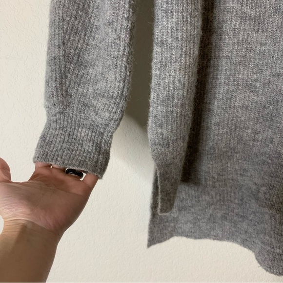 Ganni Womens gray alpaca wool blend hooded longline sweater M - Picture 3 of 9